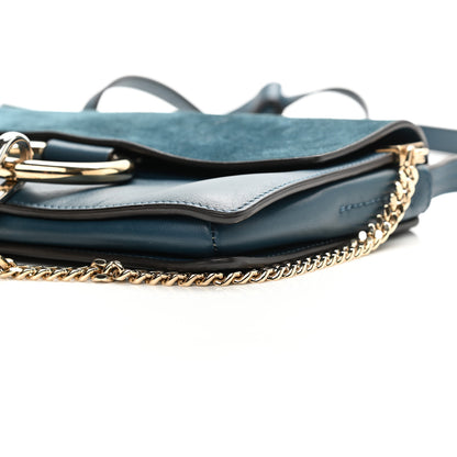Chloe Suede Calfskin Small Faye Shoulder Bag Majolica Blue 18 of 20