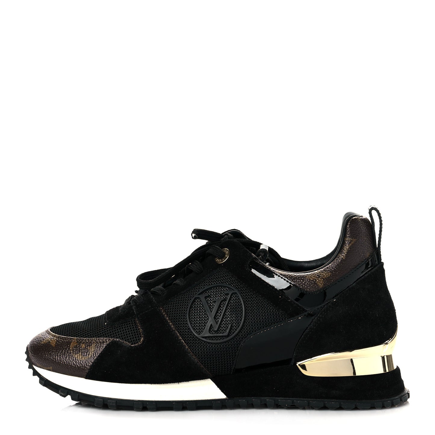Suede Monogram Run Away Sneakers 37.5 Black
