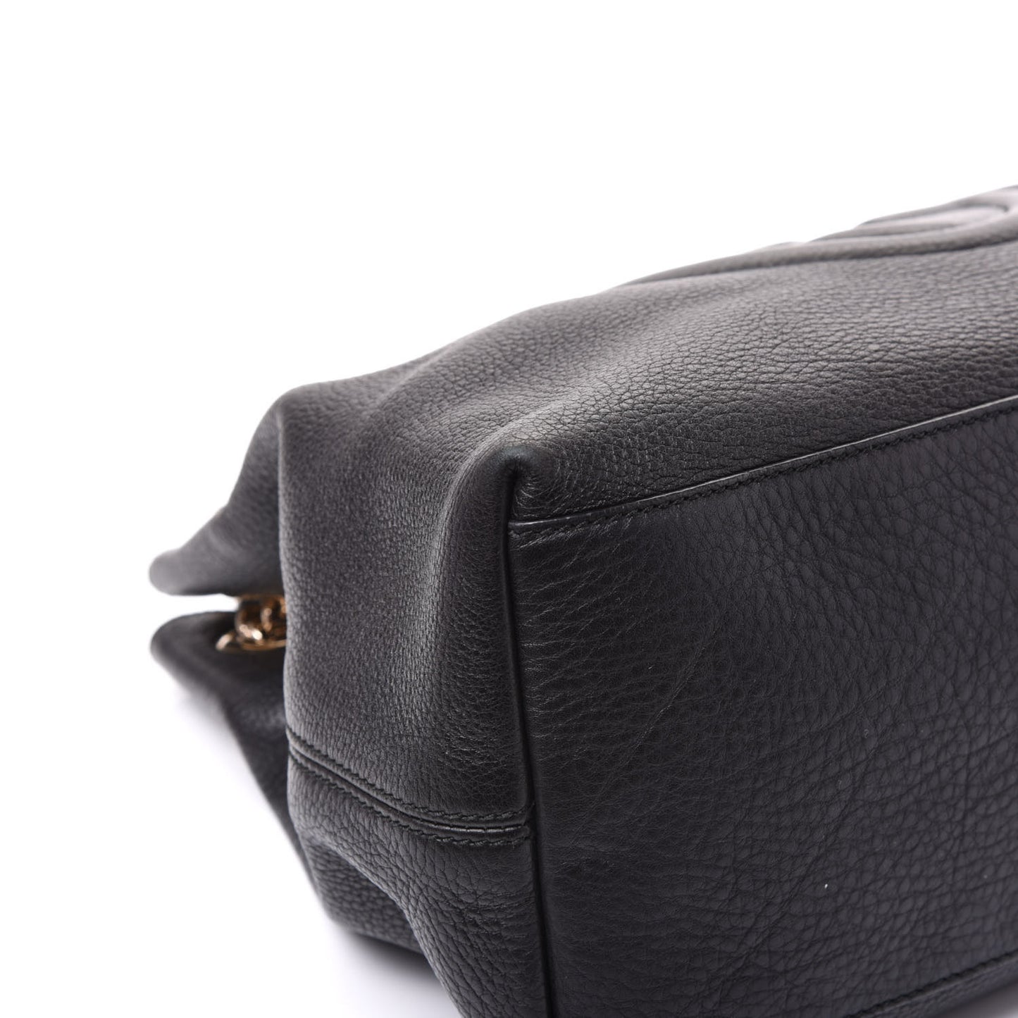 Pebbled Calfskin Medium Soho Chain Shoulder Bag Black