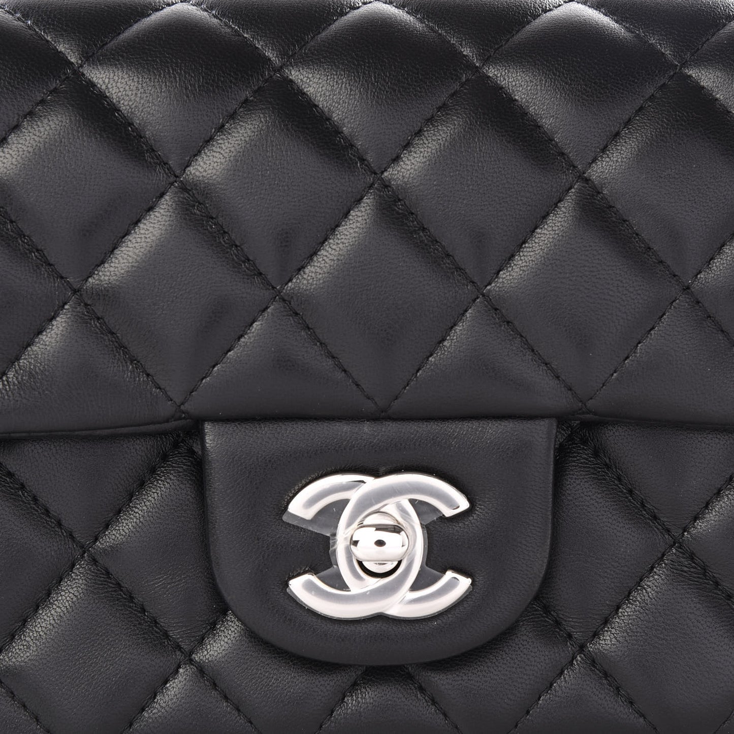 Lambskin Quilted Mini Rectangular Flap Black