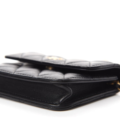 Chanel Lambskin Quilted Pearl Crush Clutch With Chain Black 7 of 12