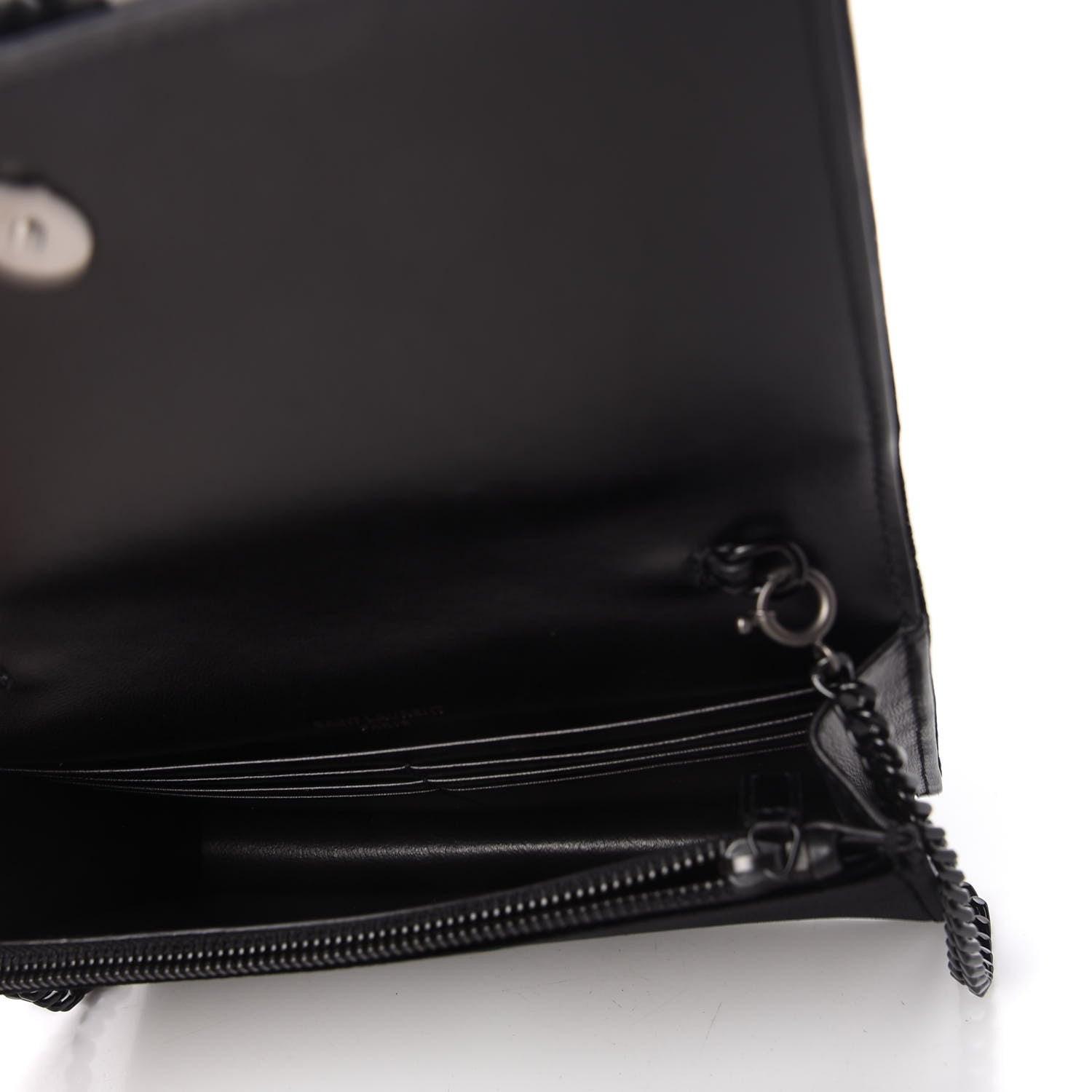 Saint Laurent Velvet Crystal Monogram Kate Tassel Chain Wallet Black 5 of 9