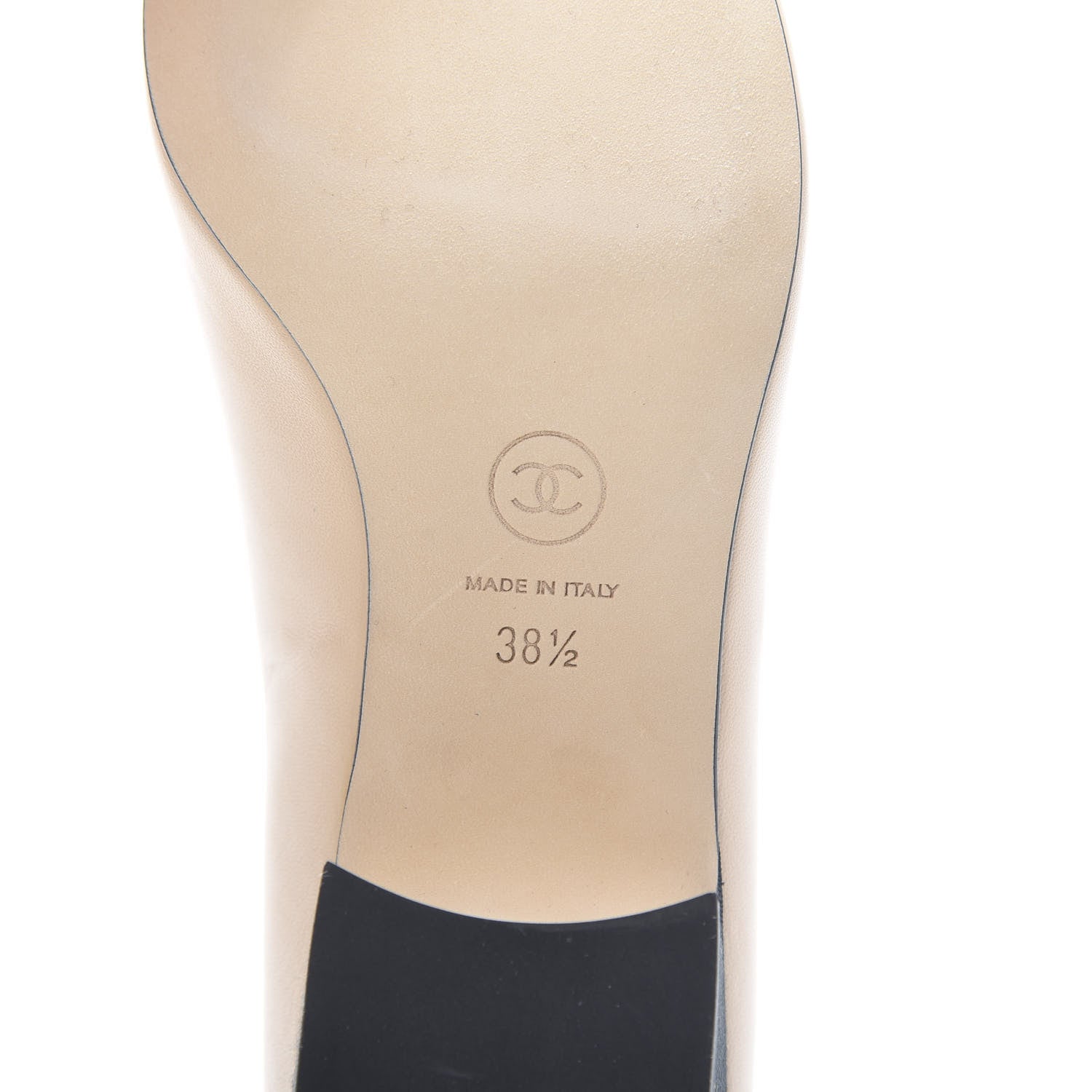 Chanel Lambskin Grosgrain Cap Toe Pumps 38.5 Beige Black 7 of 10