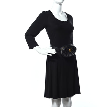 Gucci Calfskin Matelasse GG Marmont Belt Bag 105 42 Black 2 of 16