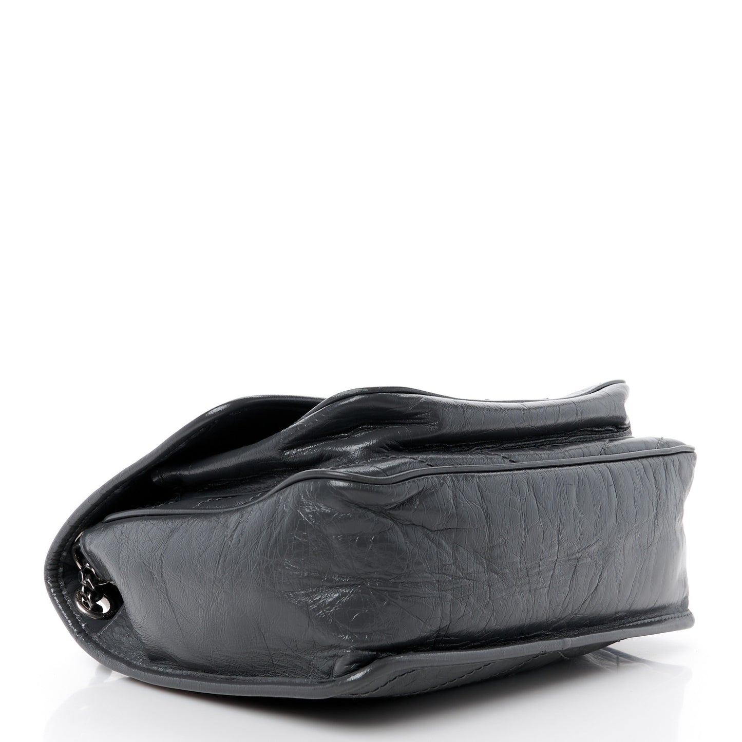 SAINT LAURENT Crinkled Calfskin Matelasse Monogram Medium Niki Chain Satchel Storm