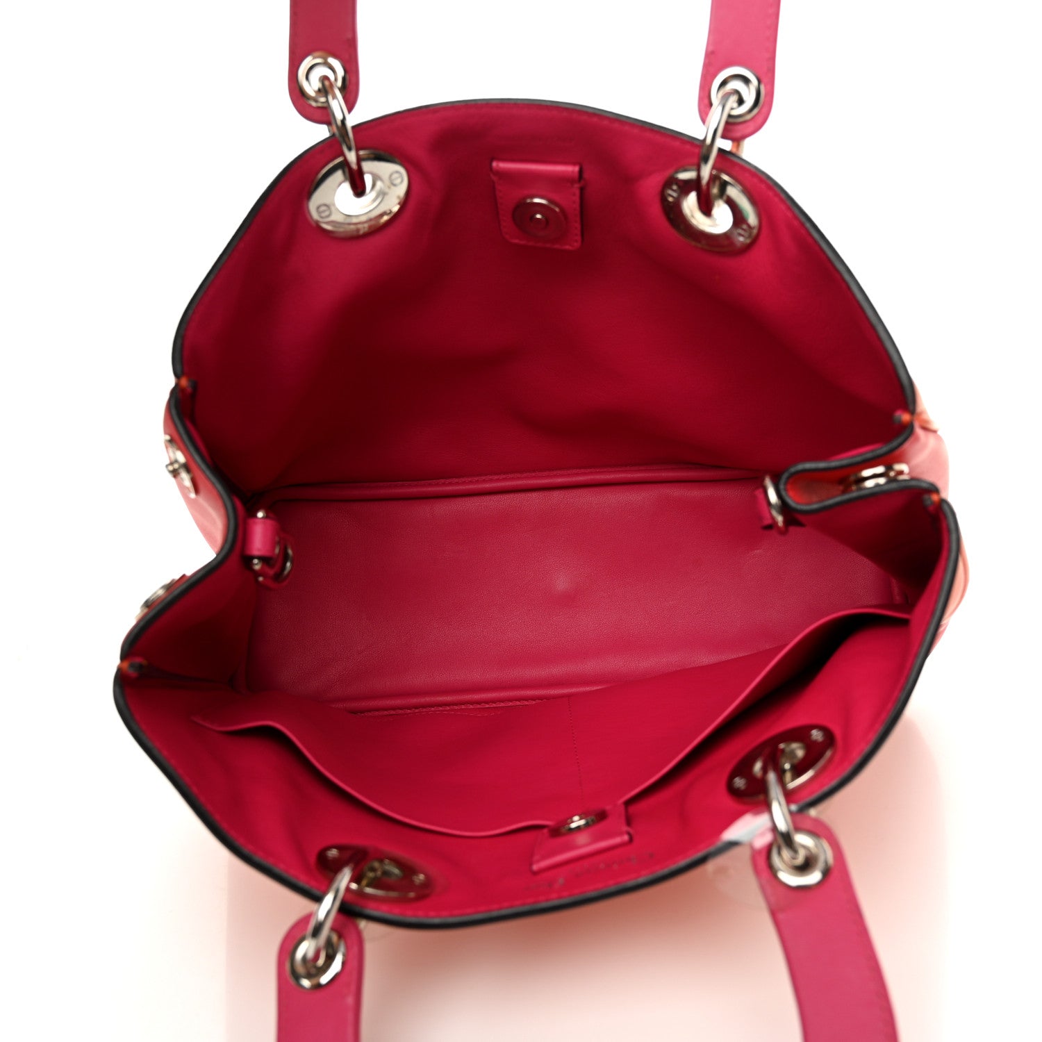 Christian Dior Smooth Calfskin Medium Tri-Color Diorissimo Tote Orange Fuchsia Red 6 of 12