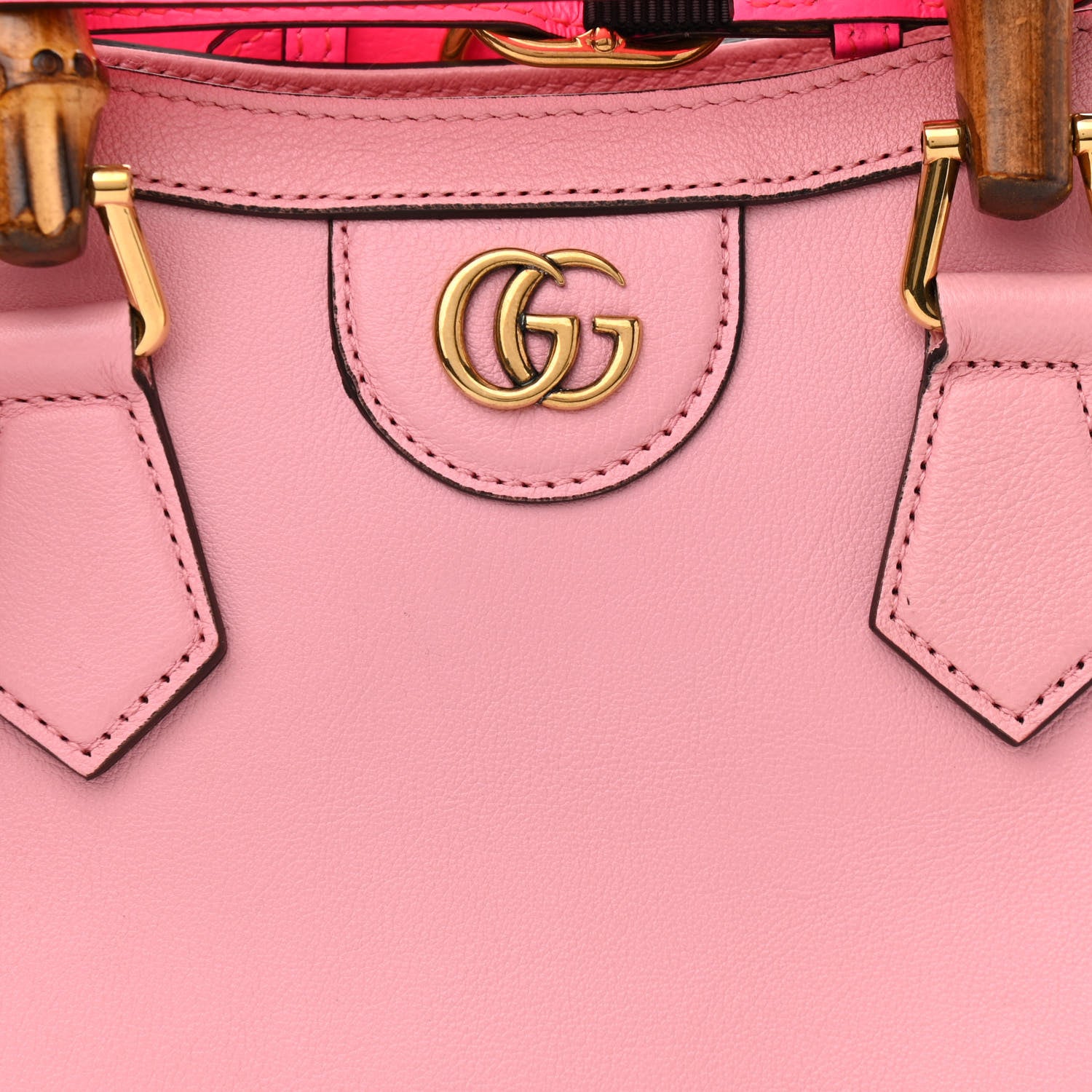 Gucci Wonka Grain Calfskin Mini Diana Tote Bag Wild Rose Fuxia Fluo 8 of 12