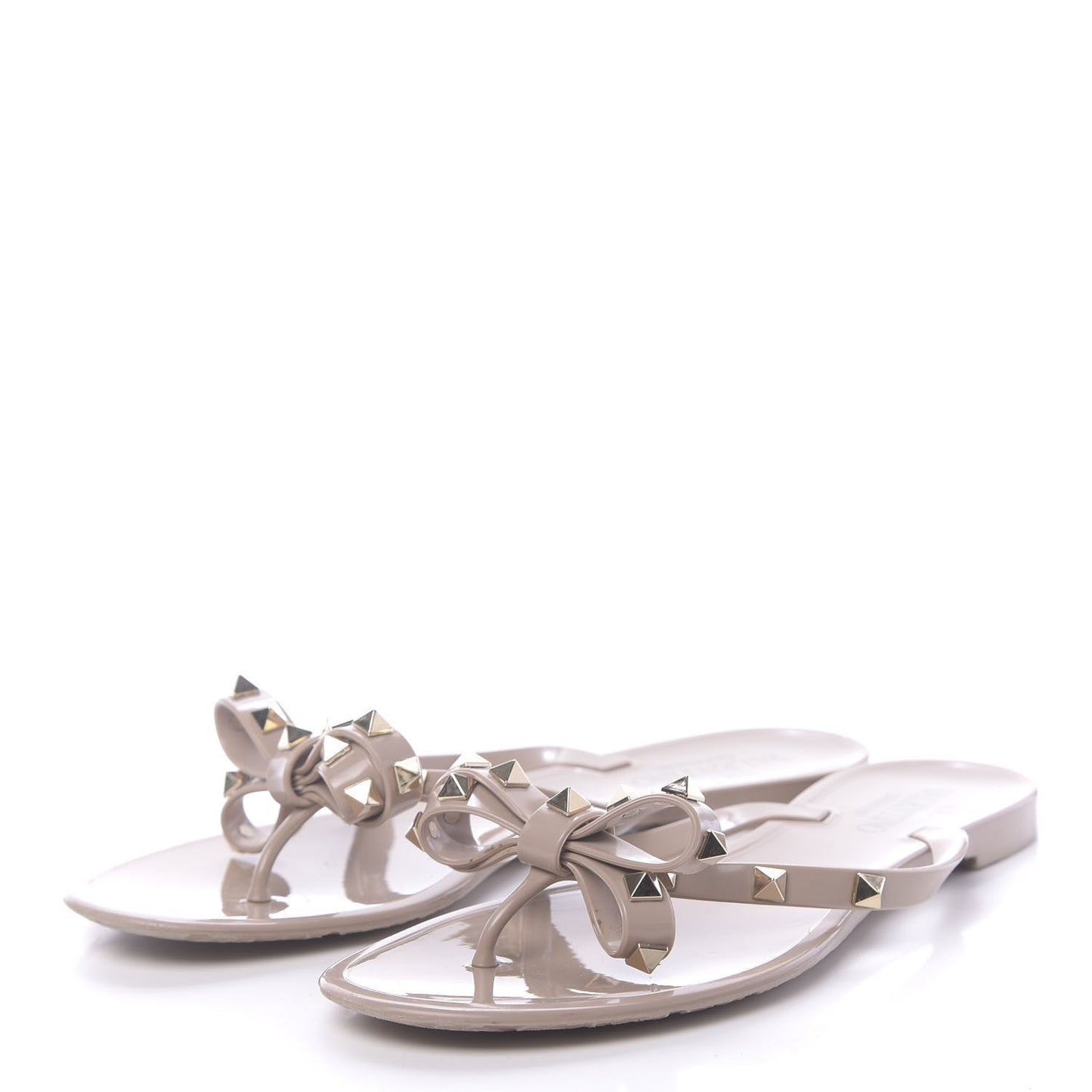 PVC Jelly Rockstud Bow Thong Sandals 39 Poudre