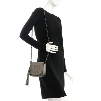 Gucci Metallic Pebbled Calfskin Small Soho Flap Crossbody Sasso 2 of 7