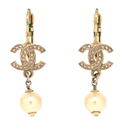 Chanel Resin Crystal CC Drop Earrings Gold 1 of 5