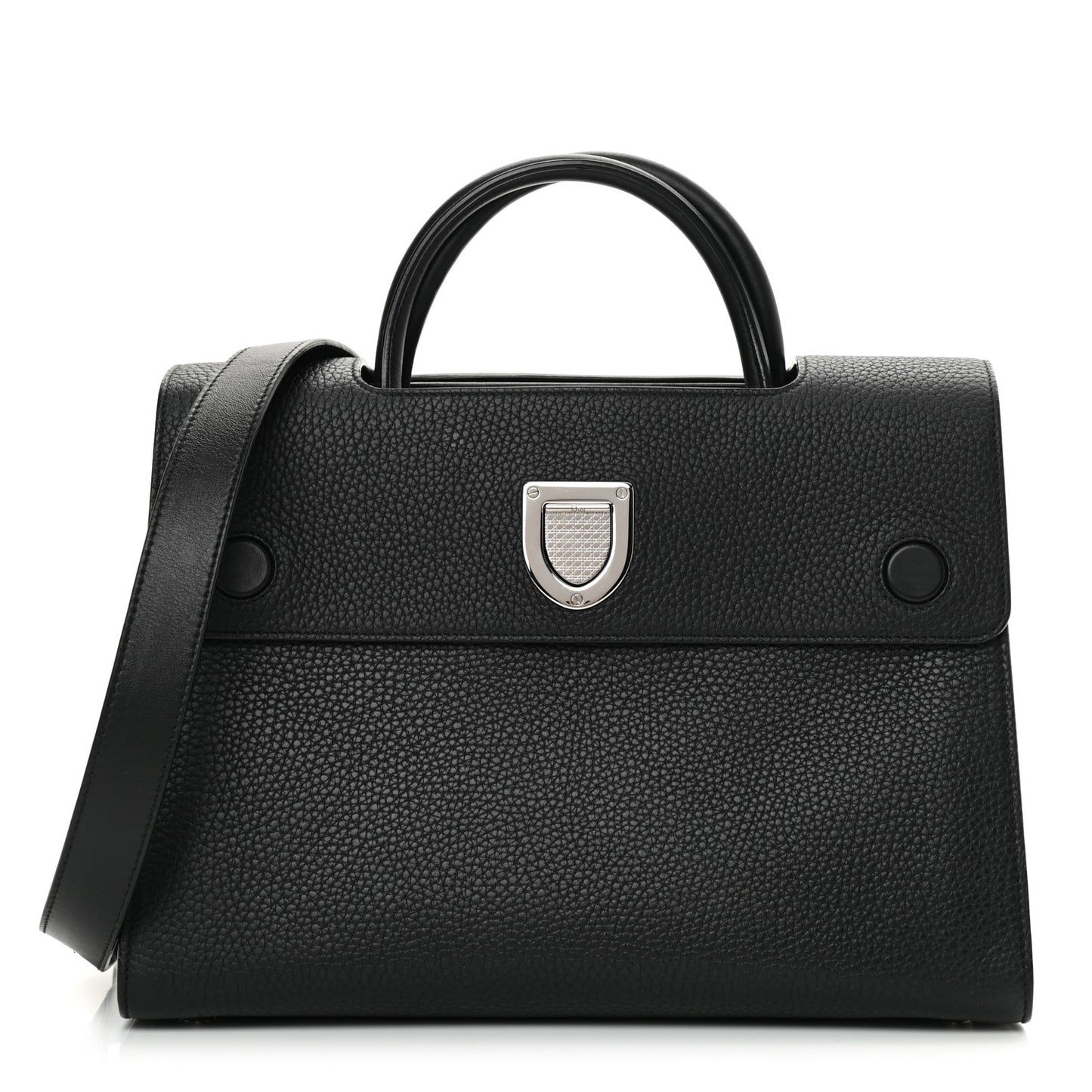 Grained Calfskin Medium Diorever Flap Black