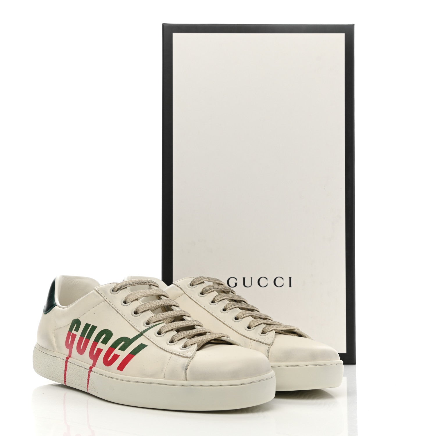 Gucci Distressed Calfskin Mens Ace Blade Sneakers 8 White 10 of 10