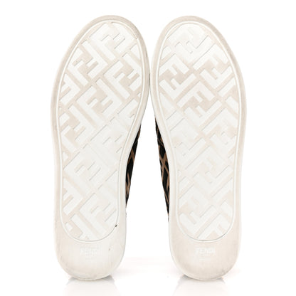 Fendi X SARA COLEMAN Canvas FF Vertigo Embroidered Womens Rise Slip On Sneakers 41 Tobacco Black 6 of 11