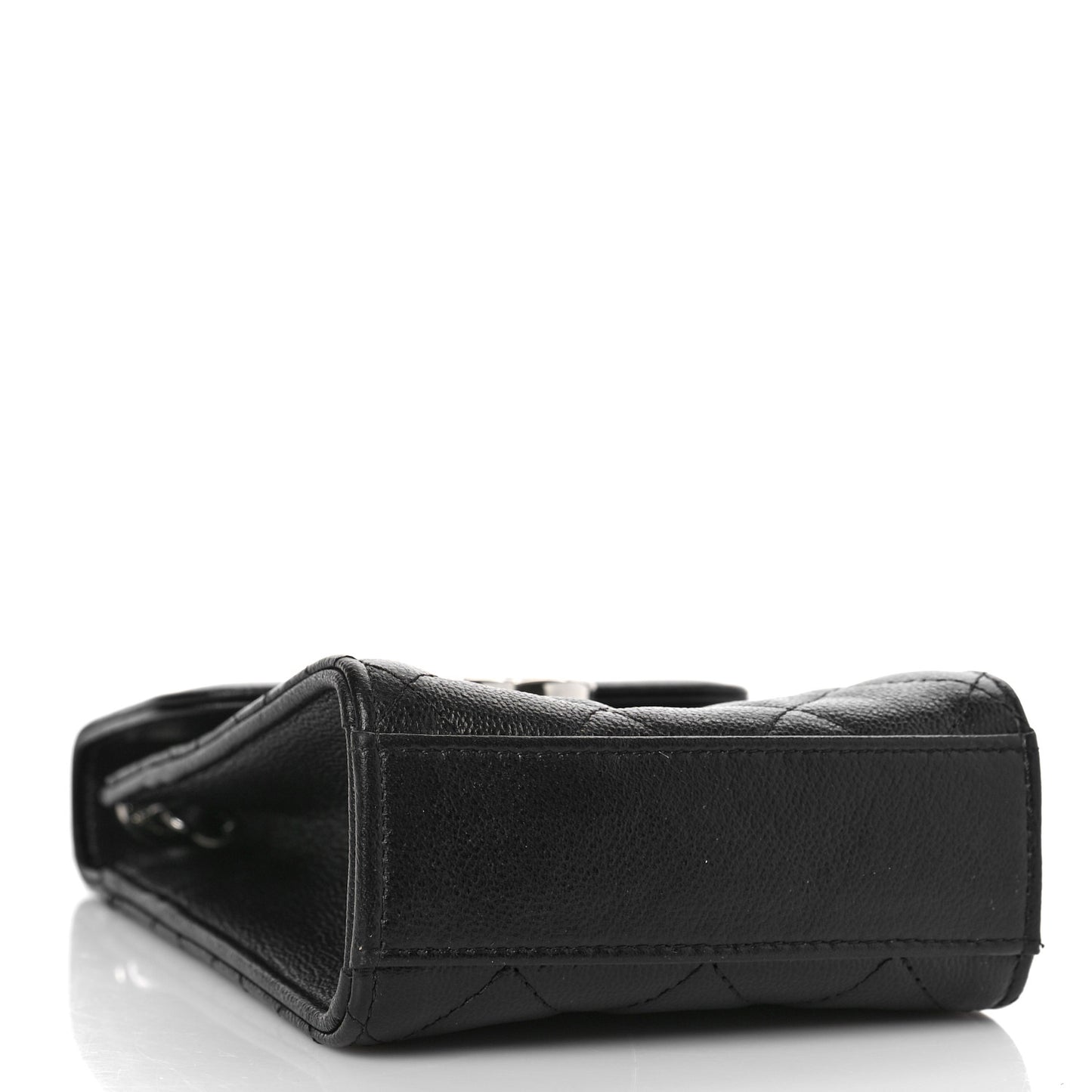 Grained Calfskin Quilted CC Box Clutch With Chain Black