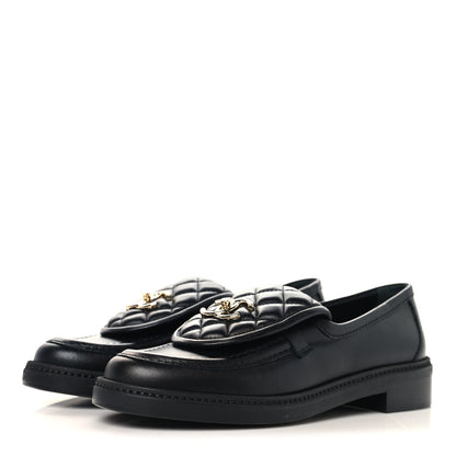 Chanel Lambskin Quilted CC Turnlock Loafers 38 Black 4 of 9
