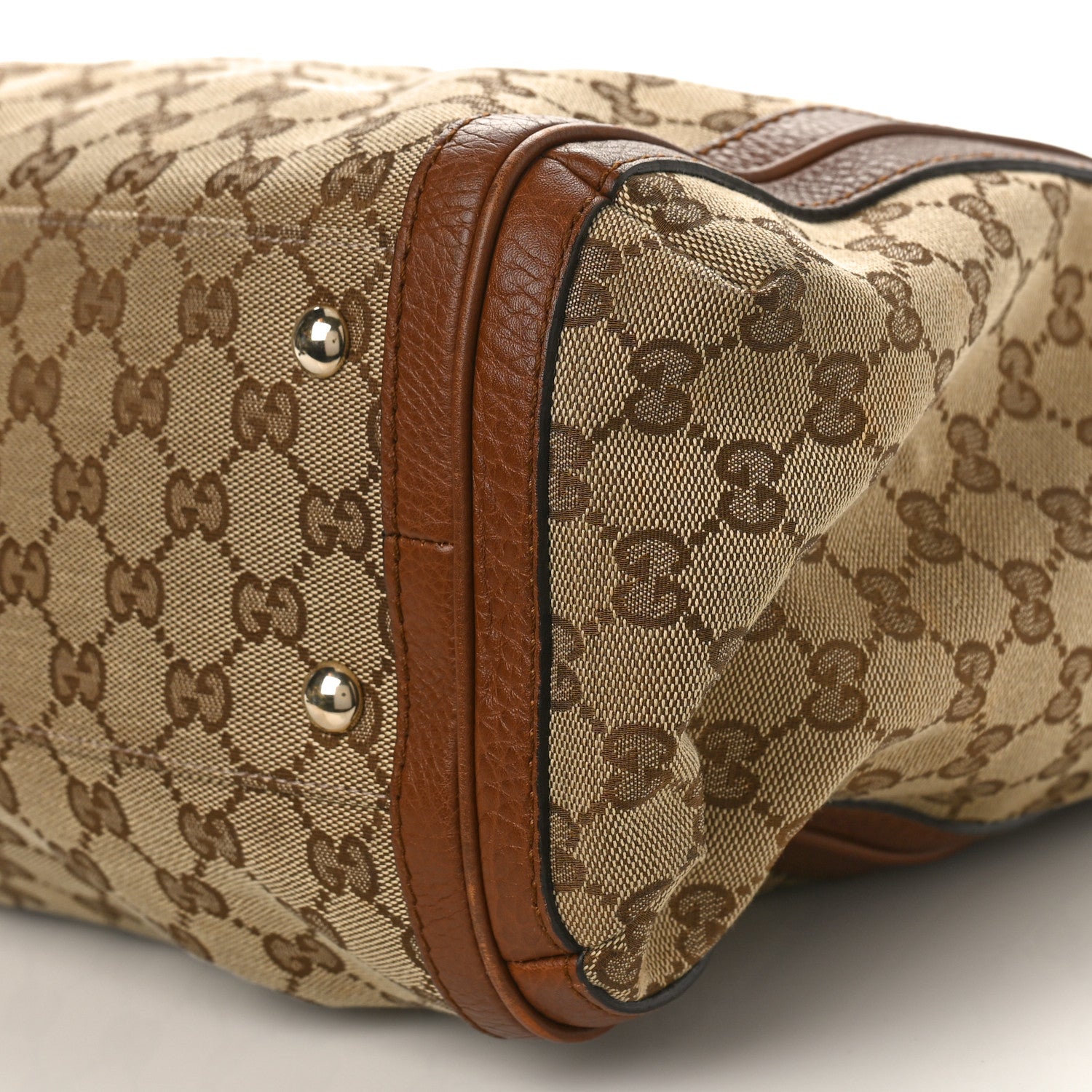 Gucci Monogram Cellarius Calfskin Large Bella Top Handle Bag Beige Ebony Cuir 9 of 9