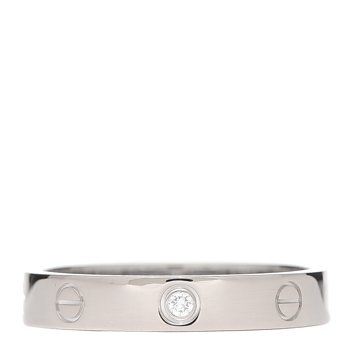 Cartier 18K White Gold Diamond 4mm LOVE Wedding Band Ring 62 10 1 of 5