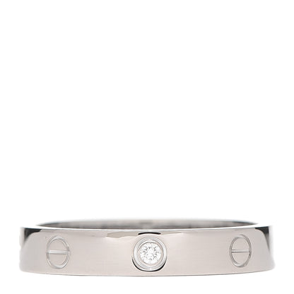 Cartier 18K White Gold Diamond 4mm LOVE Wedding Band Ring 62 10 1 of 5
