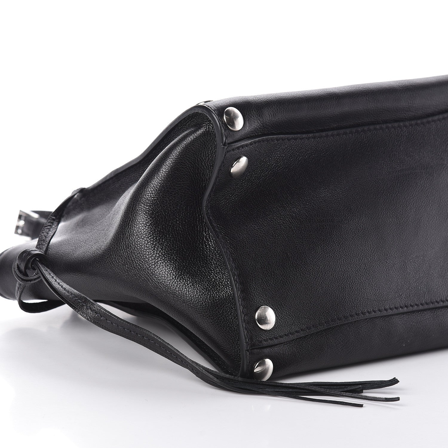 Prada Glace Calf Studded Twin Pocket Tote Black 8 of 9