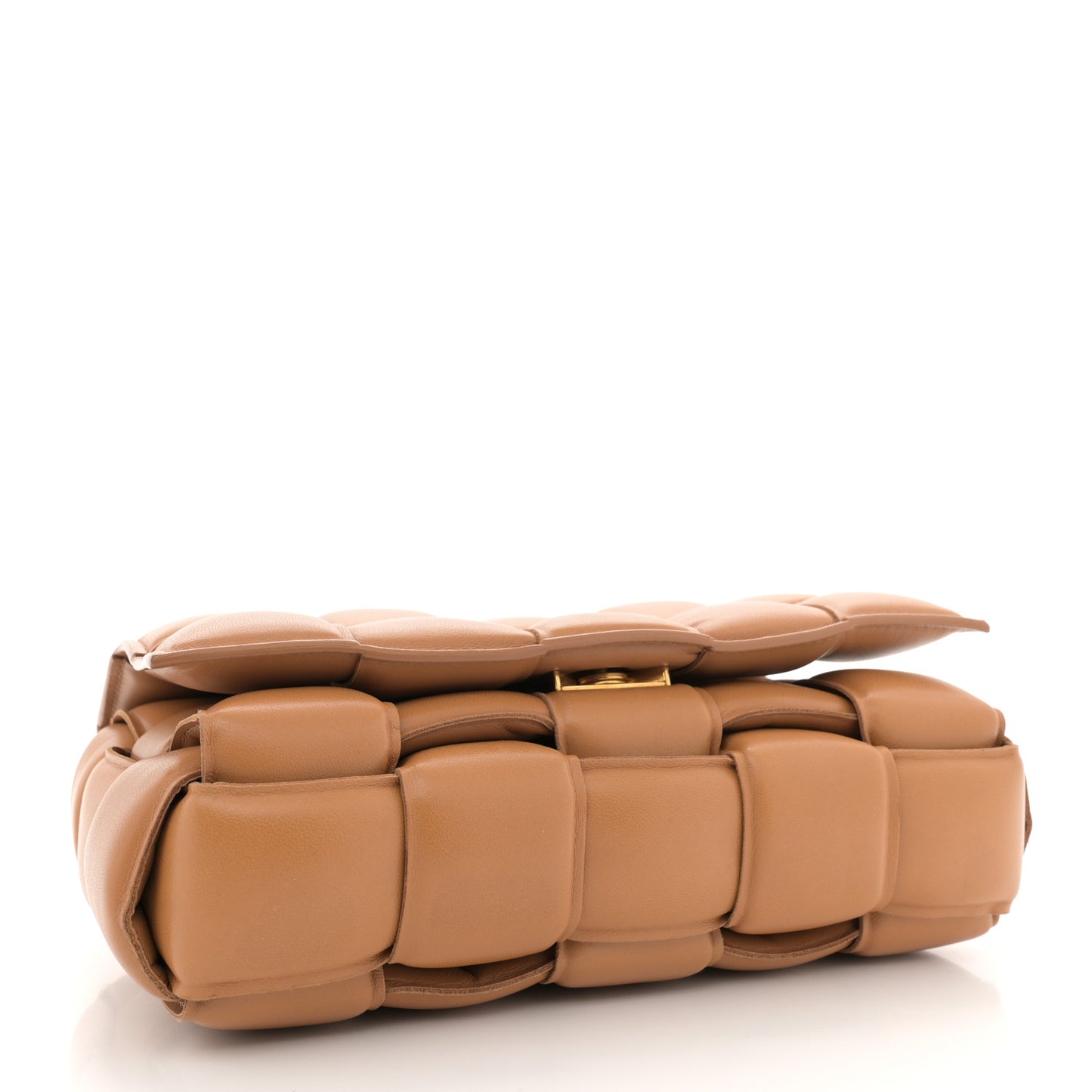 Nappa Maxi Intreccio Padded Cassette Crossbody Bag Caramel