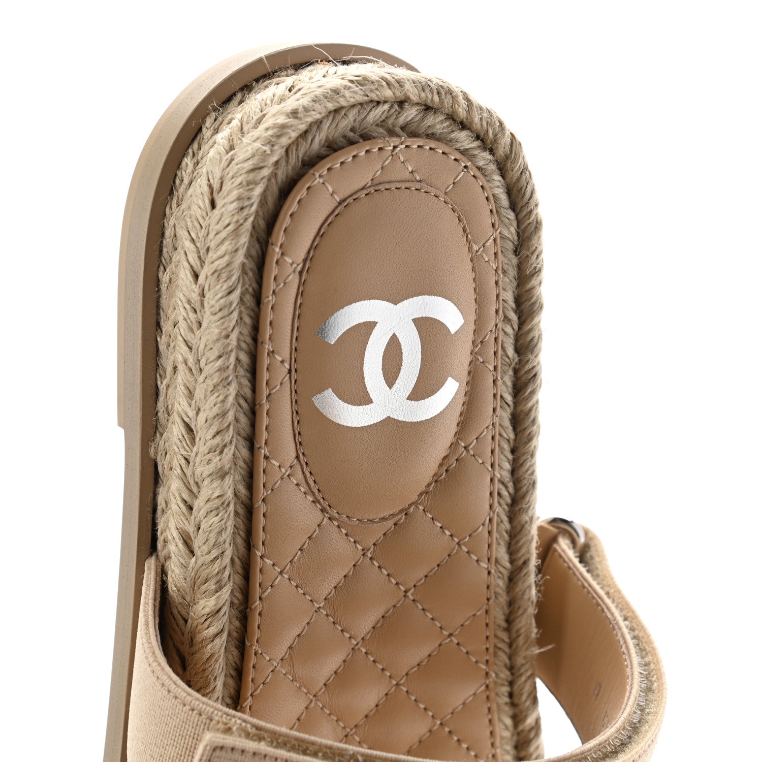 Chanel Grosgrain Lambskin Elastic Flat Mules 38 Beige 5 of 9