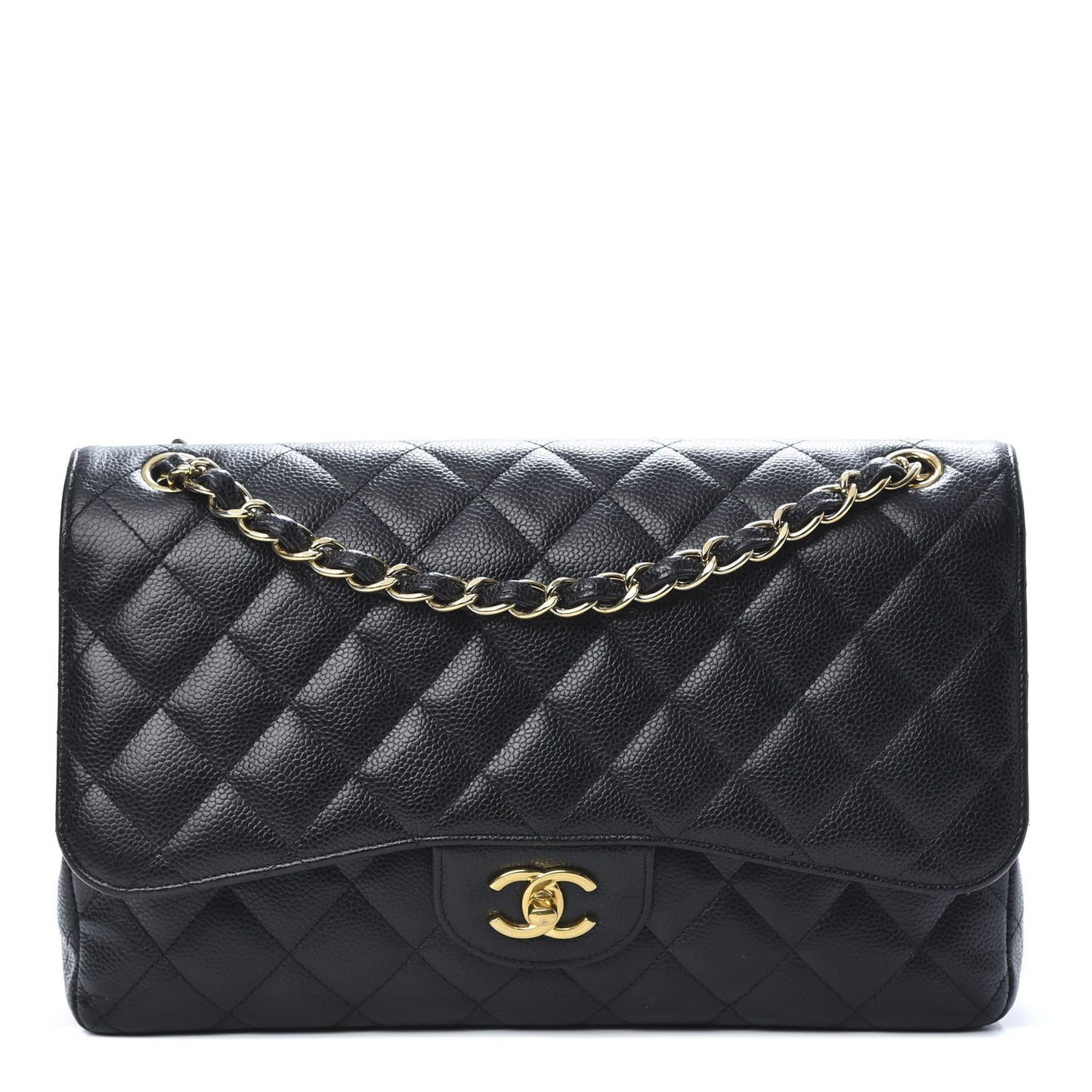 Caviar Quilted Jumbo Double Flap Black