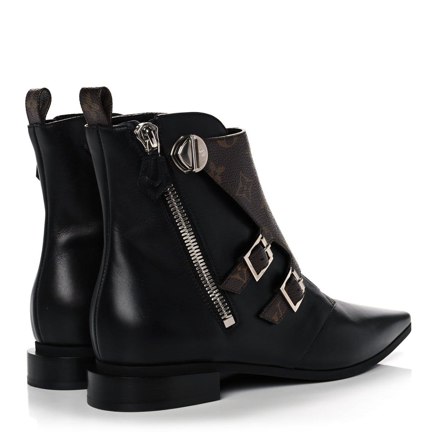 Monogram Jumble Flat Ankle Boots 39 Black