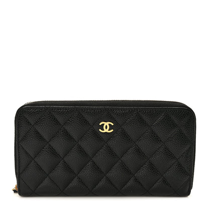 Chanel Caviar Quilted Large Gusset Zip Around Wallet Black 1 of 8