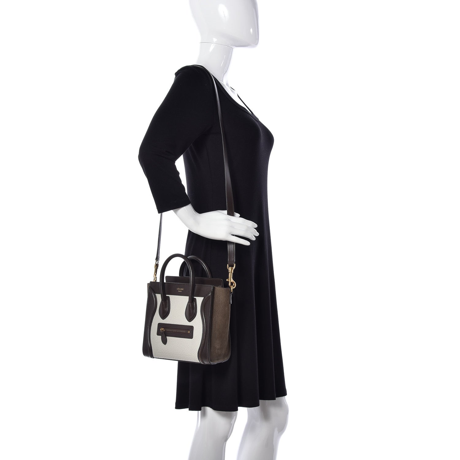 Celine Bullhide Calfskin Suede Nano Tri-Color Luggage White 2 of 14