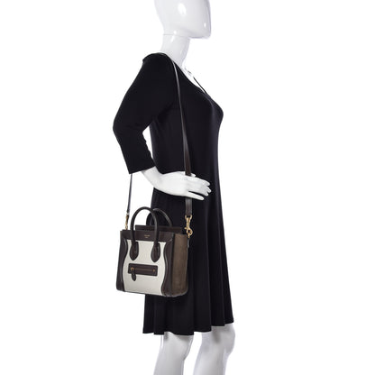 Celine Bullhide Calfskin Suede Nano Tri-Color Luggage White 2 of 9