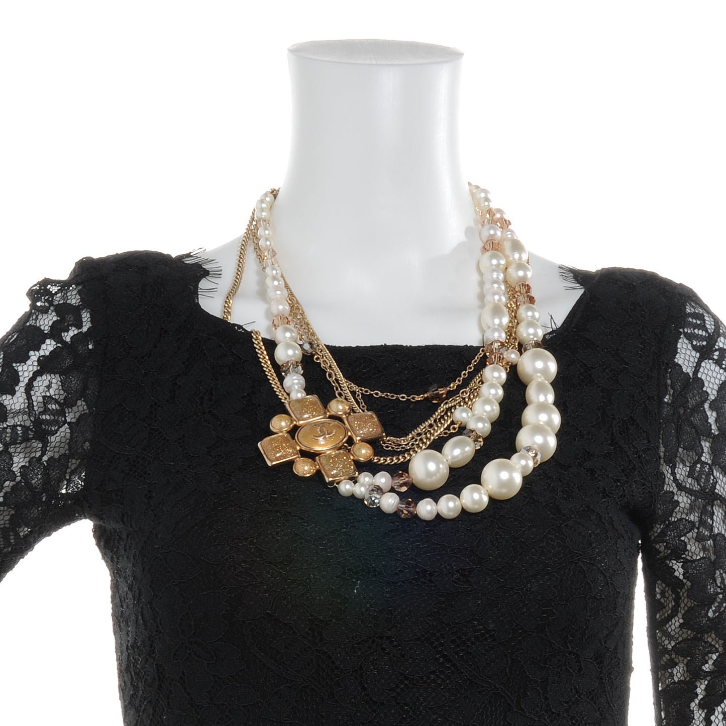 Glass Pearl Gripoix Necklace