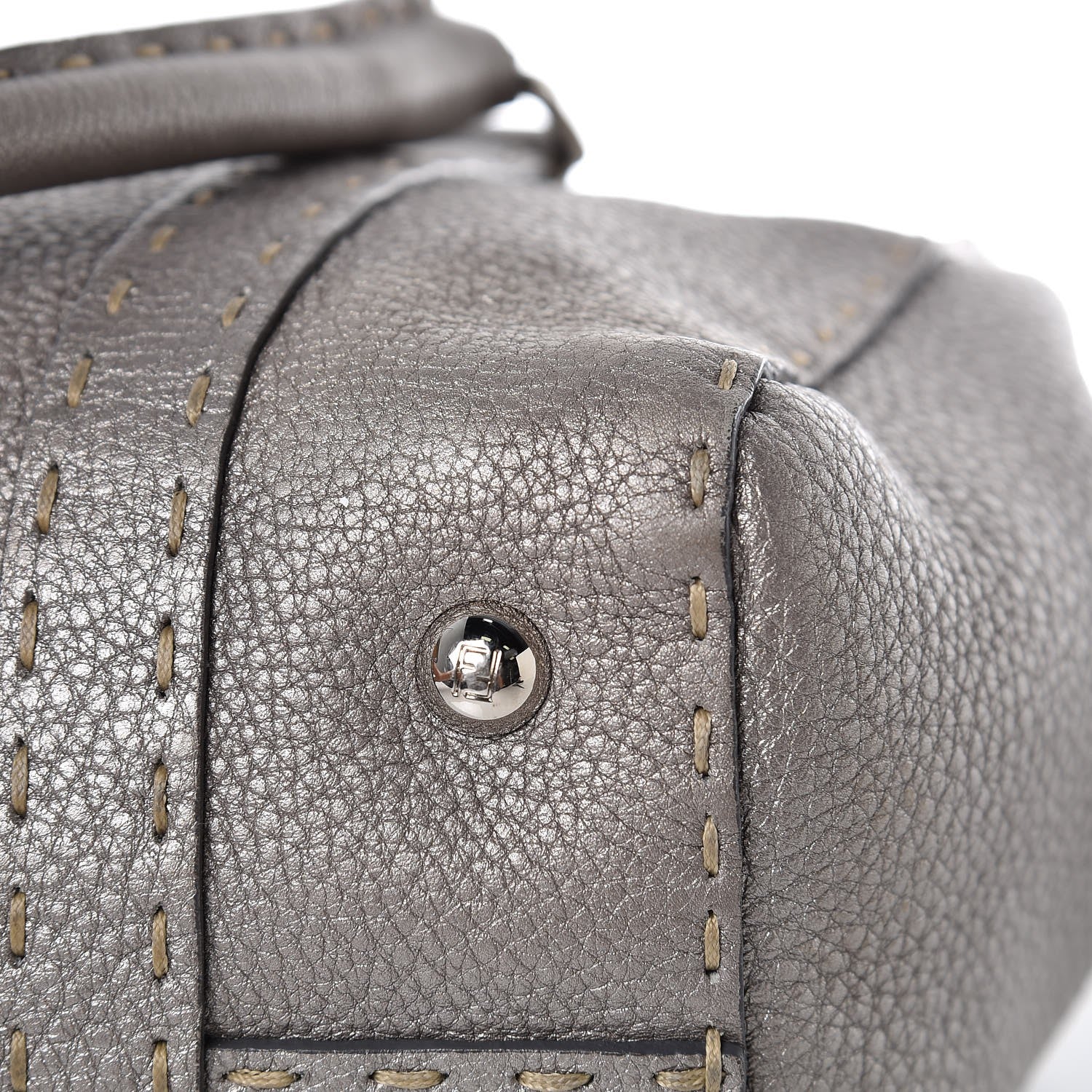 Fendi Cuoio Romano Selleria Medium Linda Satchel Peltro 12 of 13