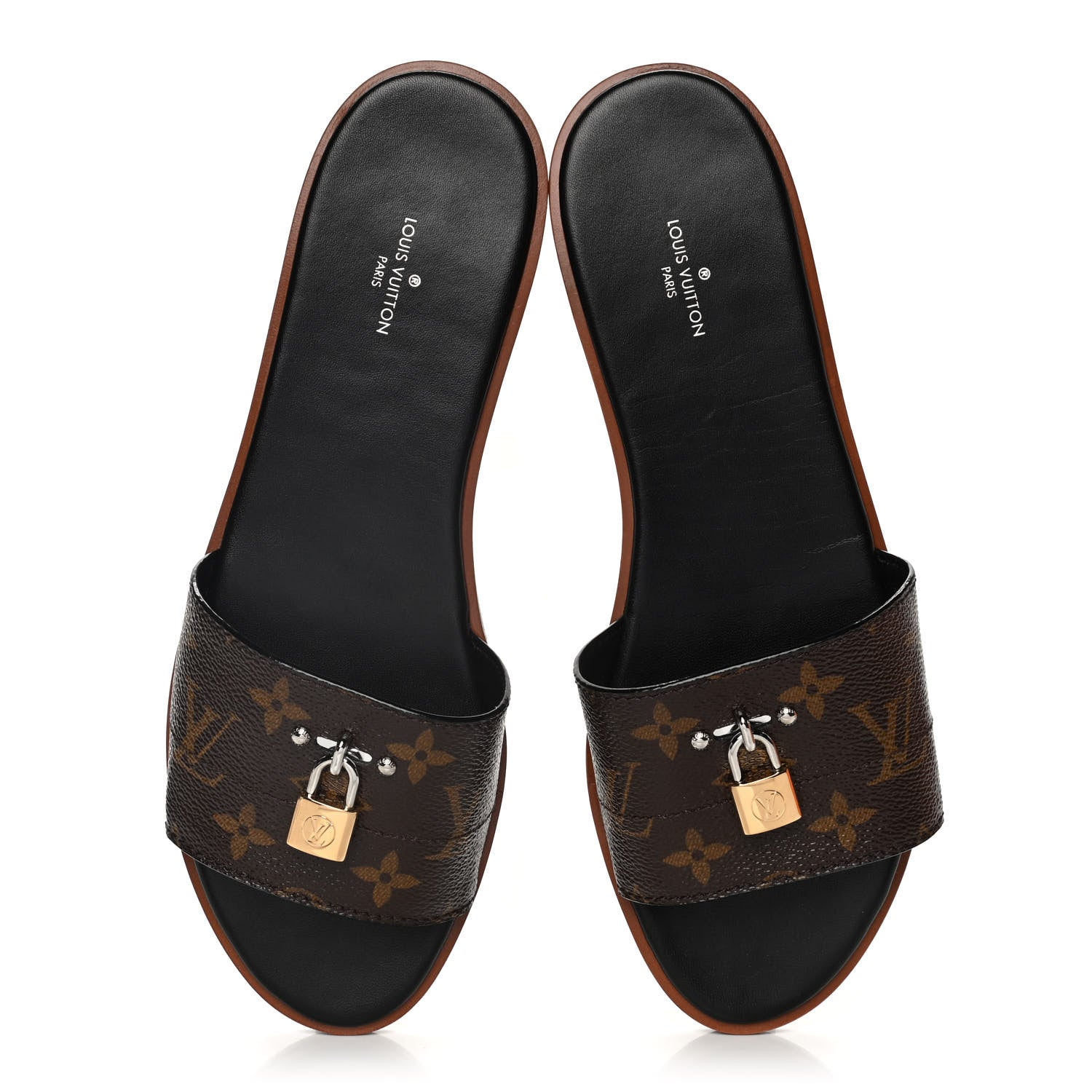 Louis Vuitton Monogram Lock It Flat Mules 40 Brown 5 of 12
