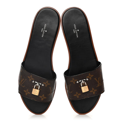 Louis Vuitton Monogram Lock It Flat Mules 40 Brown 5 of 12
