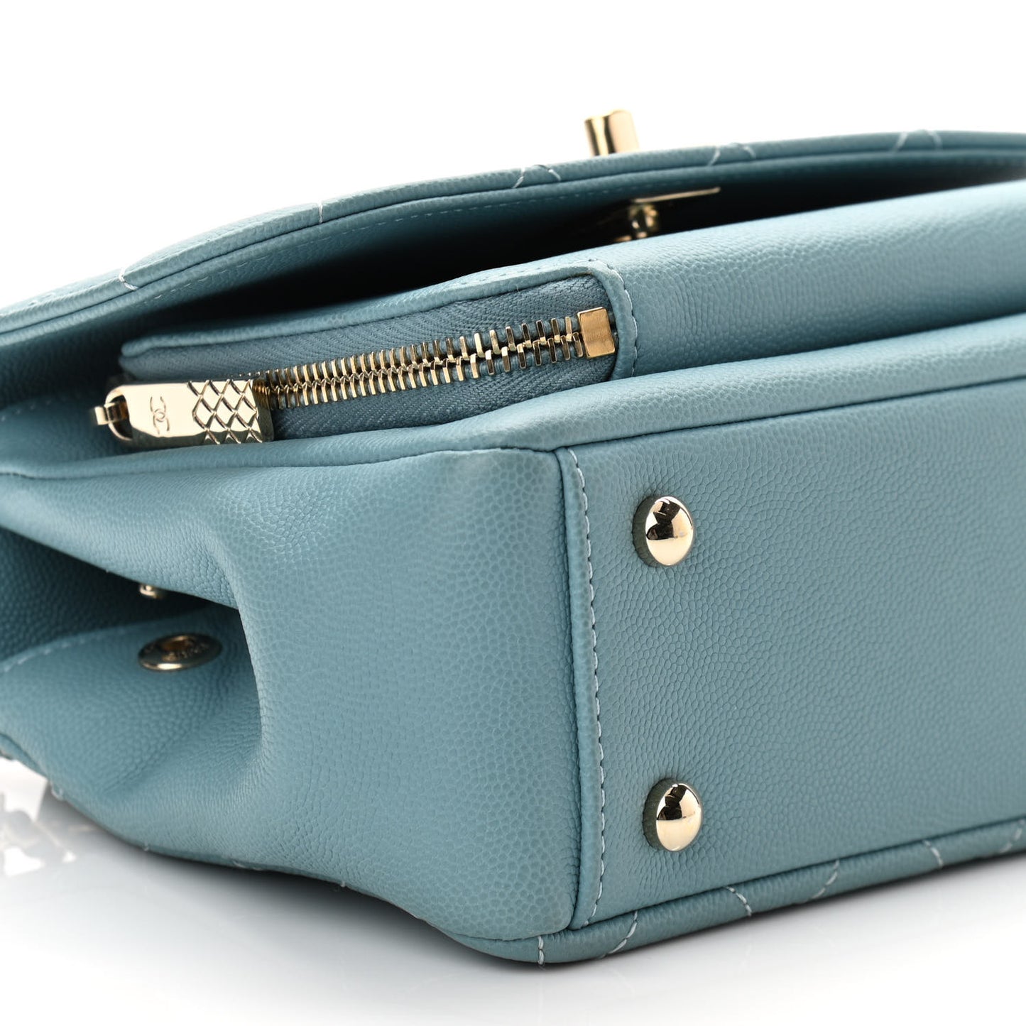 Caviar Quilted Mini Business Affinity Flap Light Blue