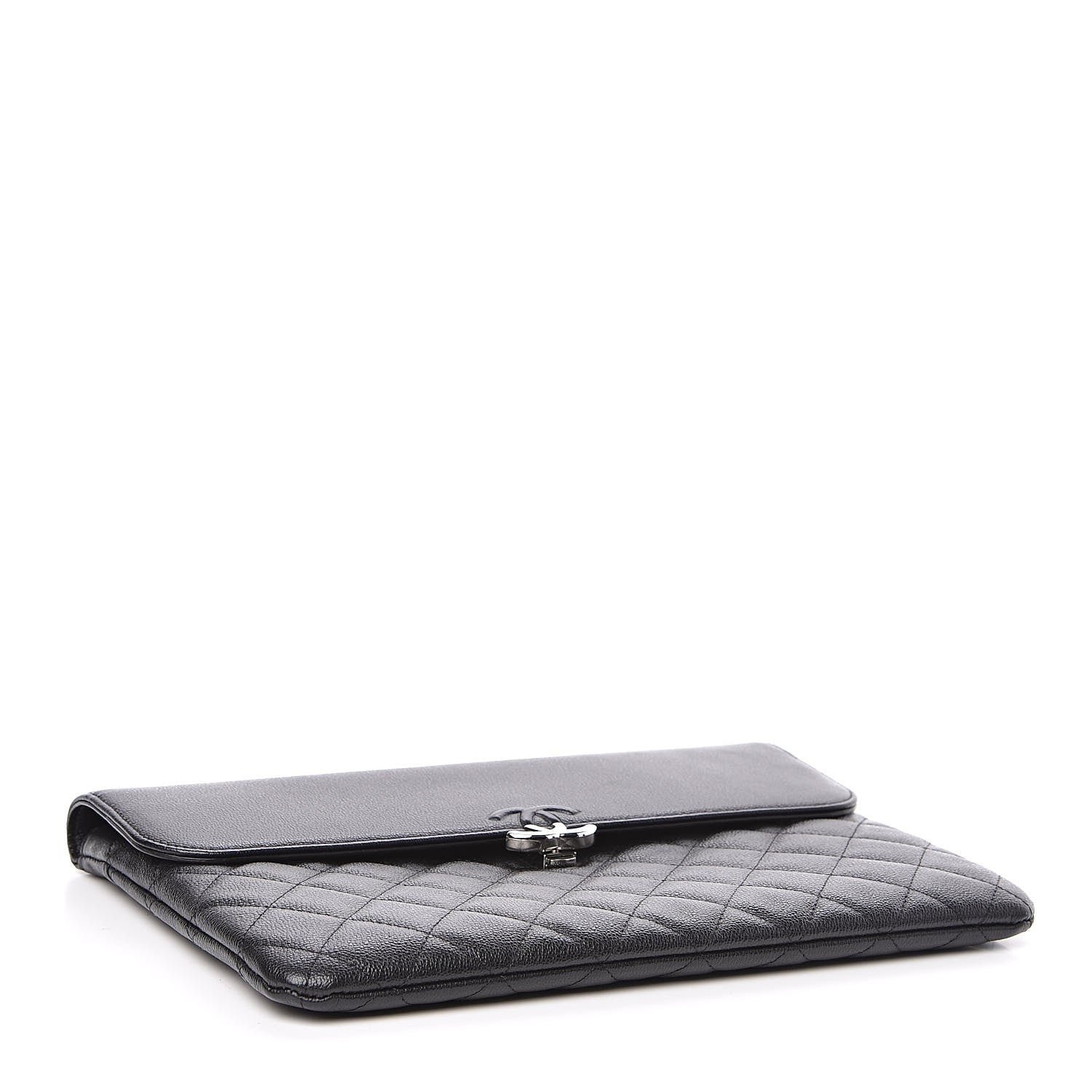 Chanel Grained Calfskin Quilted CC Box Pouch Black 3 of 8