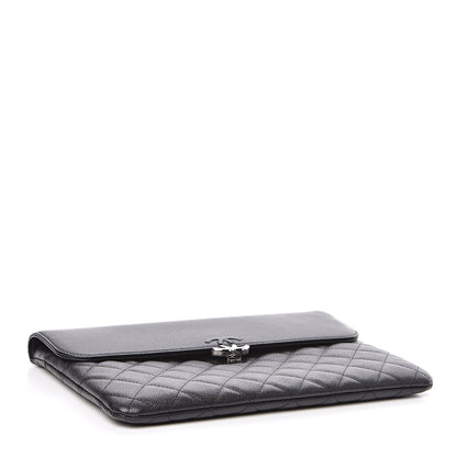 Chanel Grained Calfskin Quilted CC Box Pouch Black 3 of 8