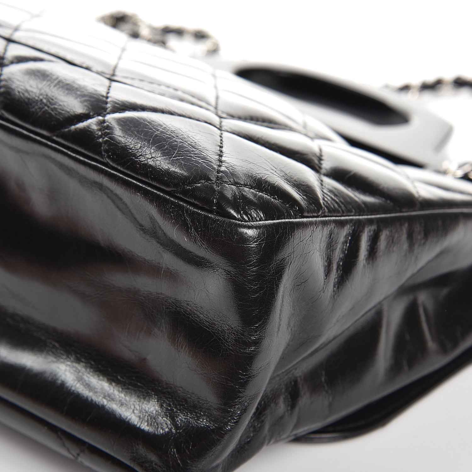 Chanel Glazed Calfskin Quilted Small CC Delivery Tote Black 11 of 12