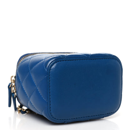 Chanel Lambskin Quilted Pearl Crush Mini Vanity Case With Chain Blue 4 of 10