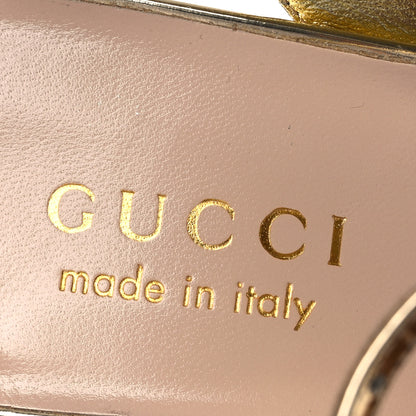 Gucci Metallic Nappa Horsebit Cross Strap 95mm Sandals 38 Gold 8 of 10