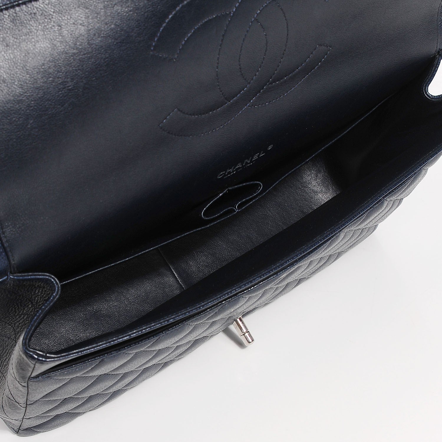 Chanel Caviar Quilted Maxi Double Flap Dark Blue 5 of 9