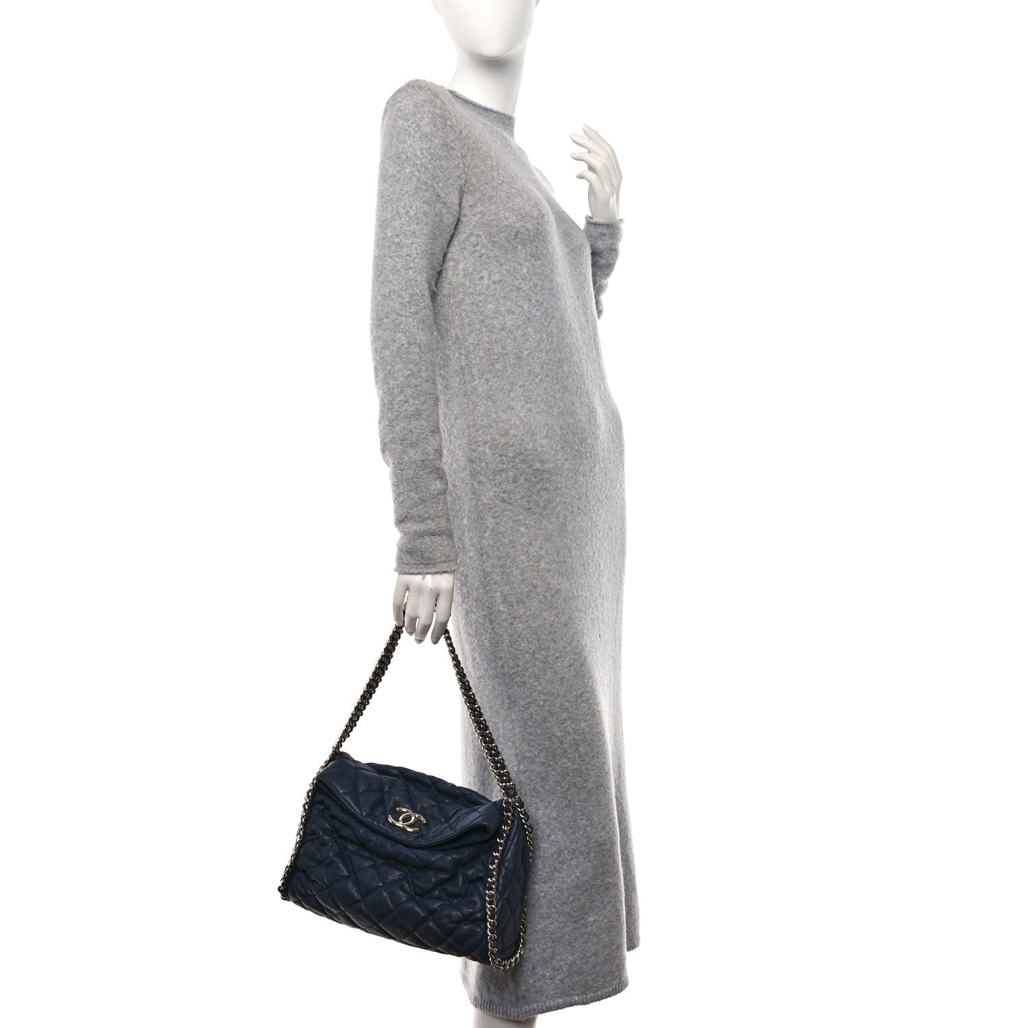 Chanel Washed Lambskin Chain Around Hobo Navy Blue 2 of 12