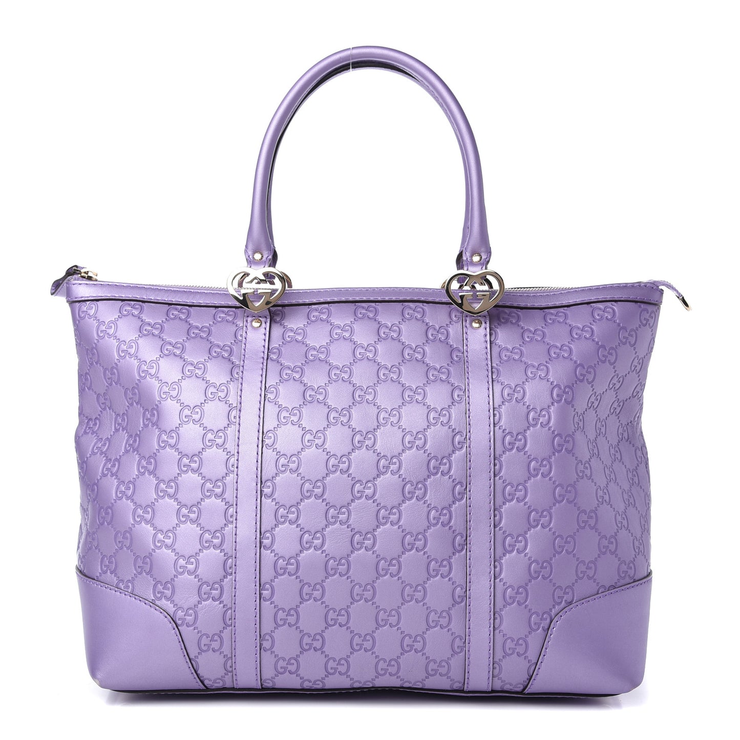 Metallic Guccissima Lovely Heart Tote Purple