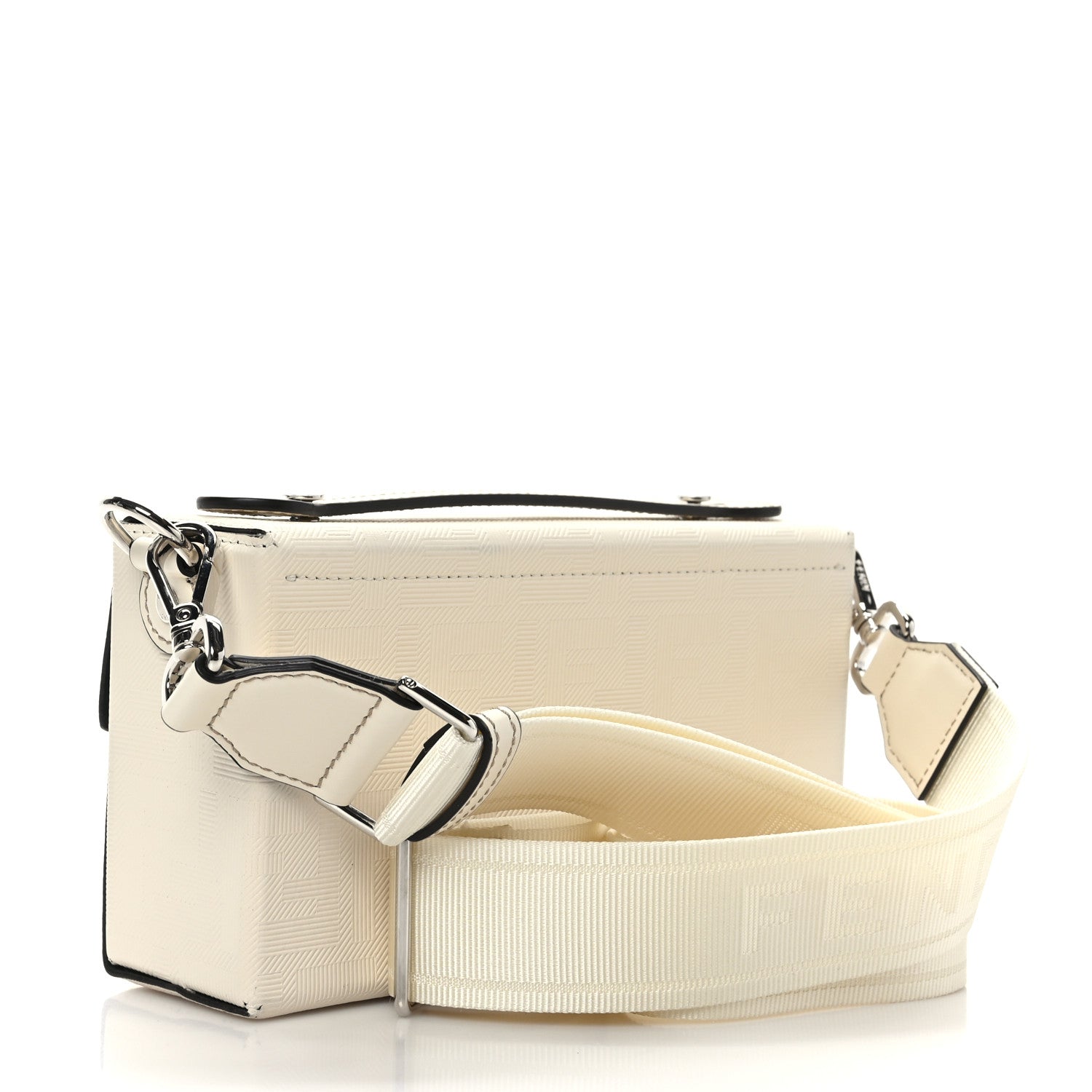 Fendi Vitello King FF Lines Embossed Baguette Soft Trunk White 2 of 7