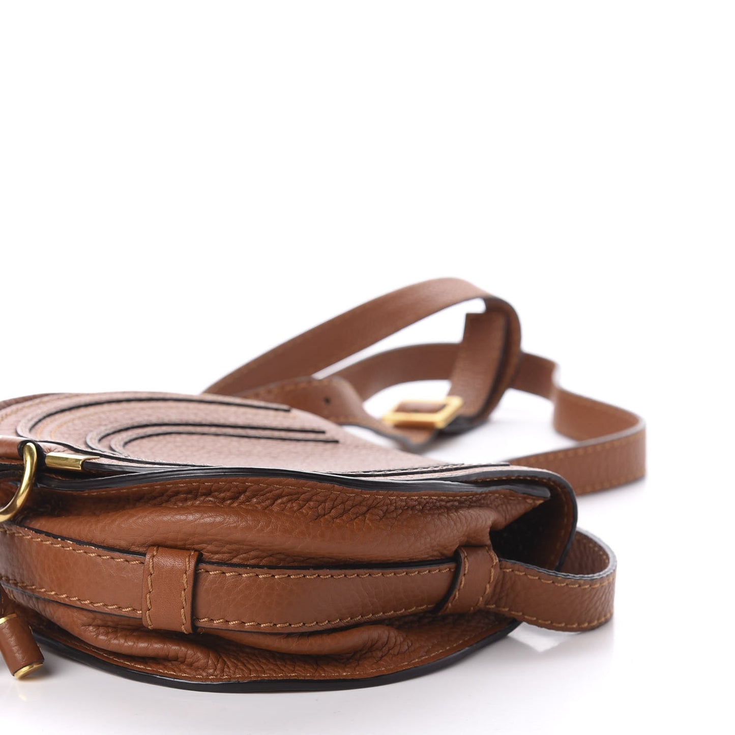 Calfskin Mini Marcie Round Crossbody Bag Tan