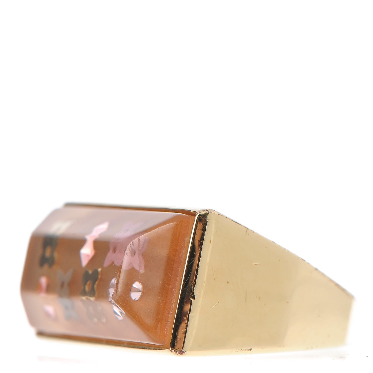 Louis Vuitton Resin Swarovski Crystal Inclusion Ring 6.5 Gold 4 of 6