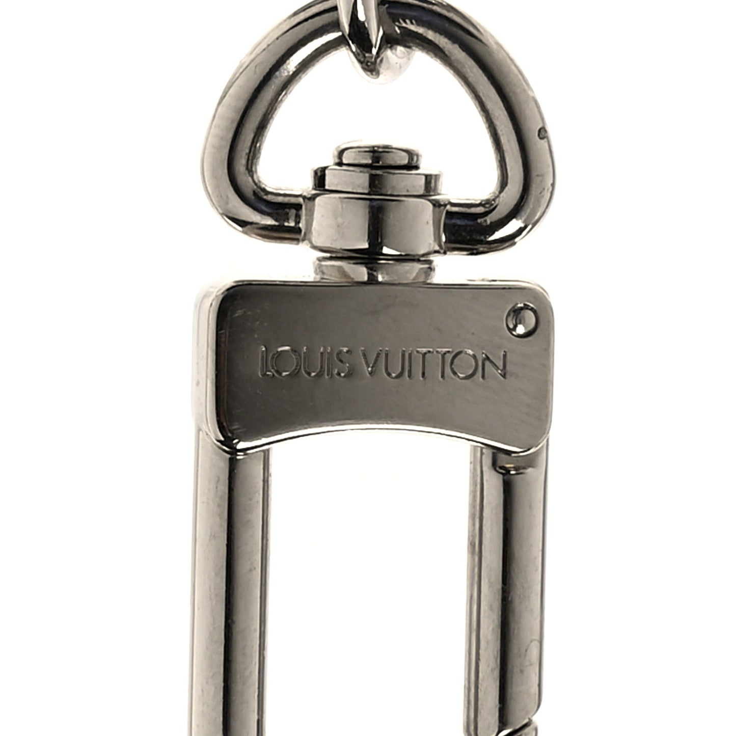 Metal Palladium Finish LV Initiales Bag Charm Key Holder Blue Silver