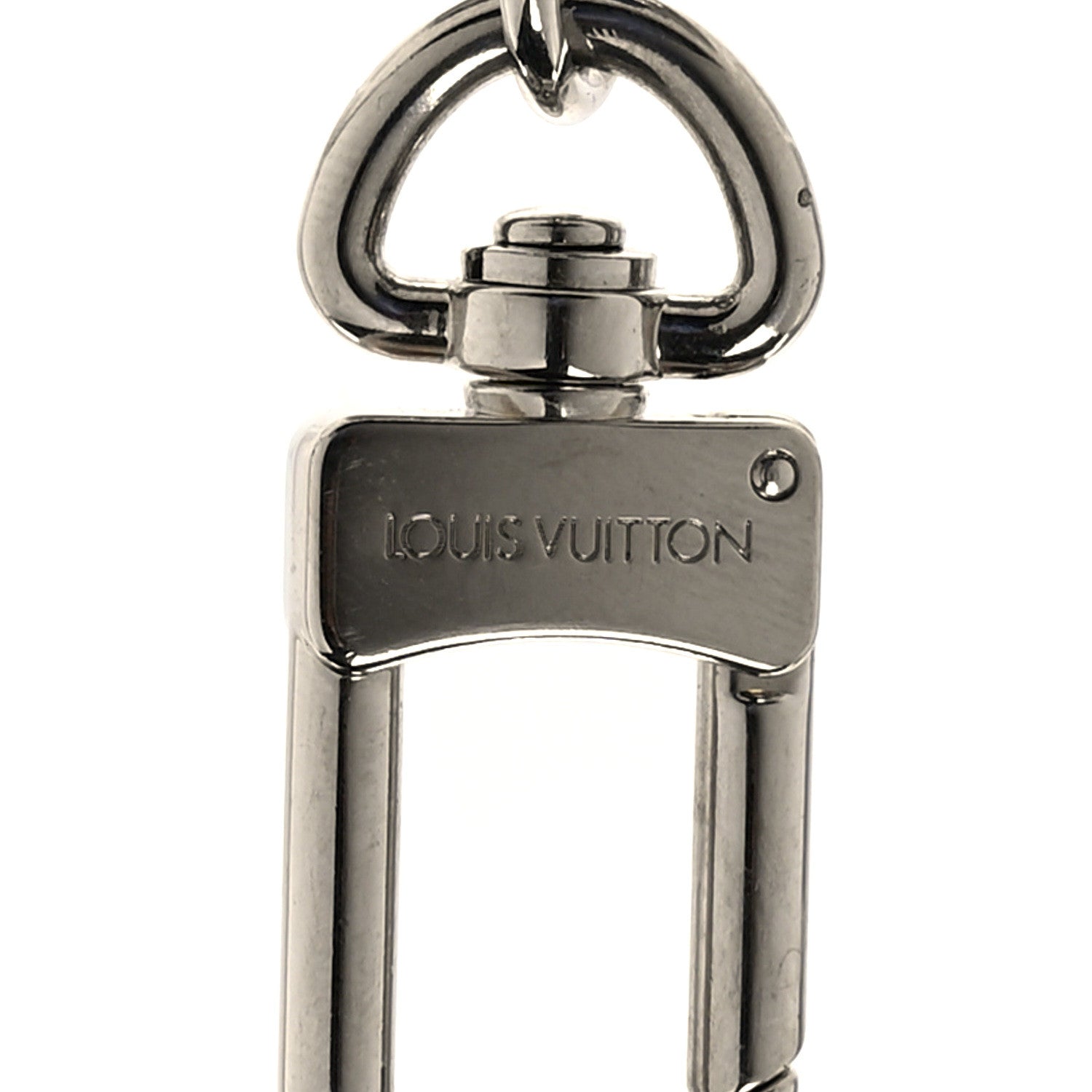 Louis Vuitton Metal Palladium Finish LV Initiales Bag Charm Key Holder Blue Silver 3 of 4
