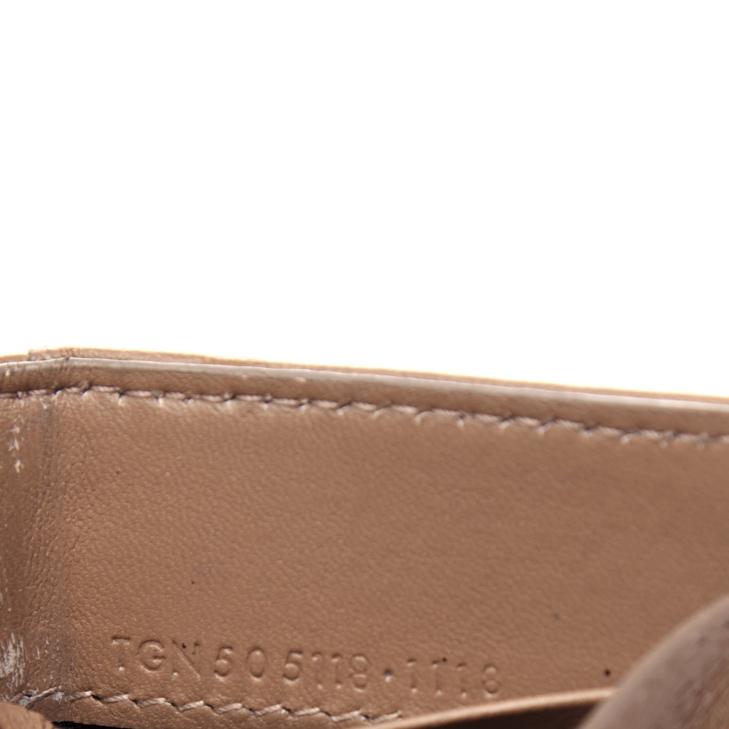 Saint Laurent Grain De Poudre Matelasse Chevron Monogram Tiny Wallet Dark Beige 8 of 9