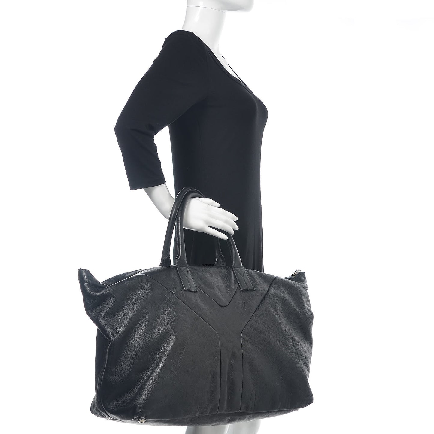 Calfskin Sac Hamptons Weekender Bag Black